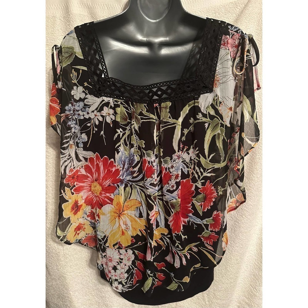 APT 9 Floral Blouse Layered and Sheer Size M